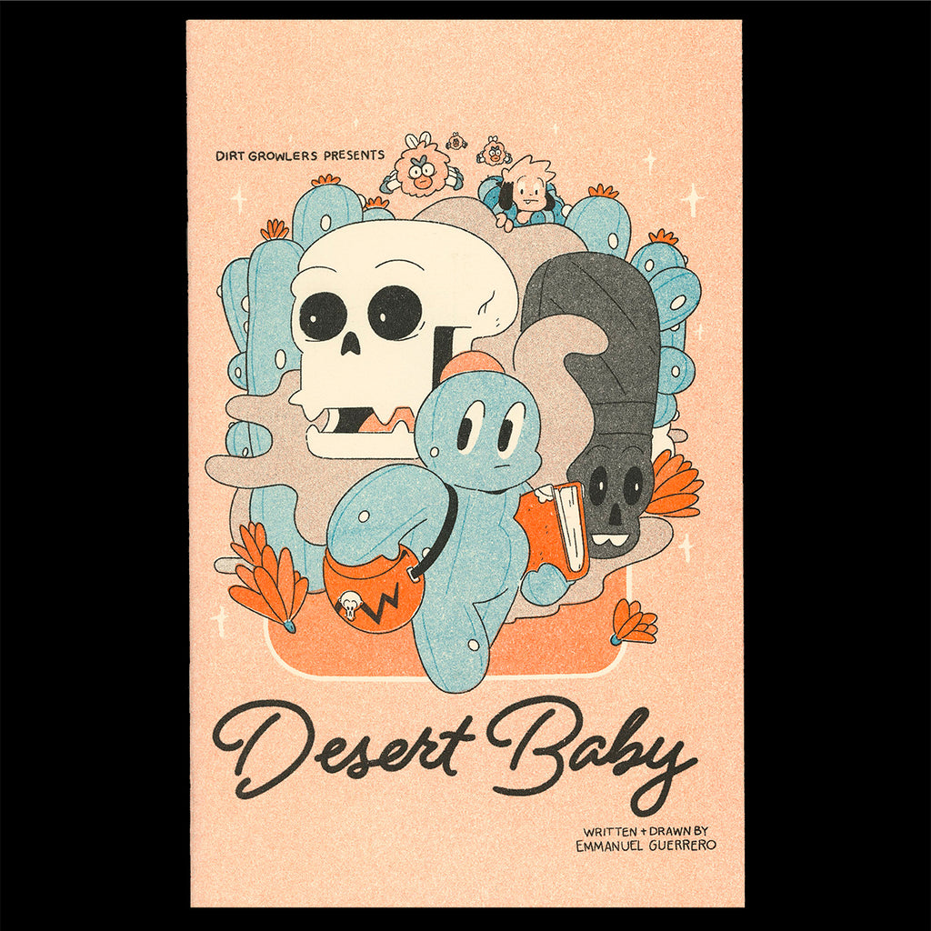 The cover of comic book Desert Baby displaying Cactus Boy walking through the desert