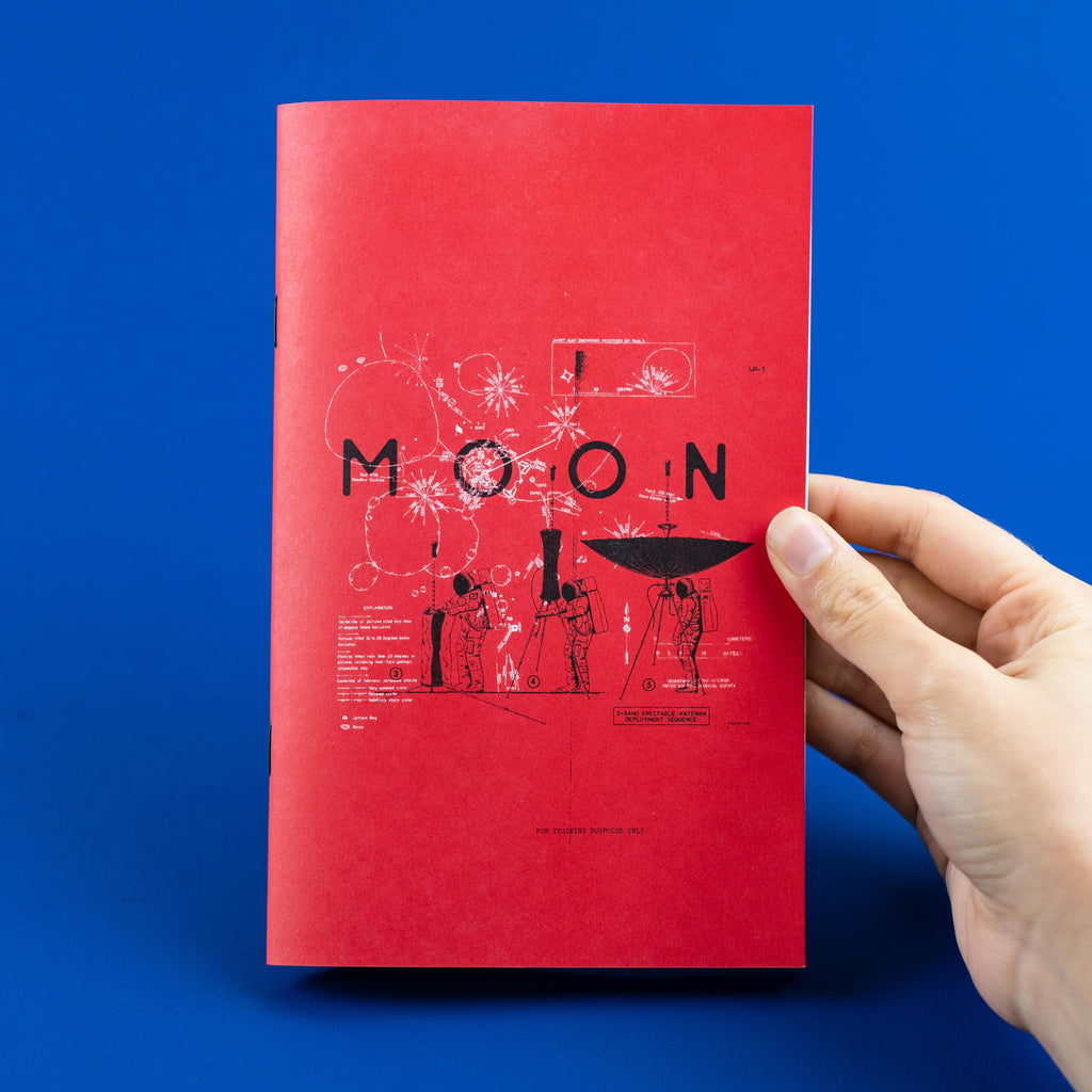 Risograph printed moon zine cover