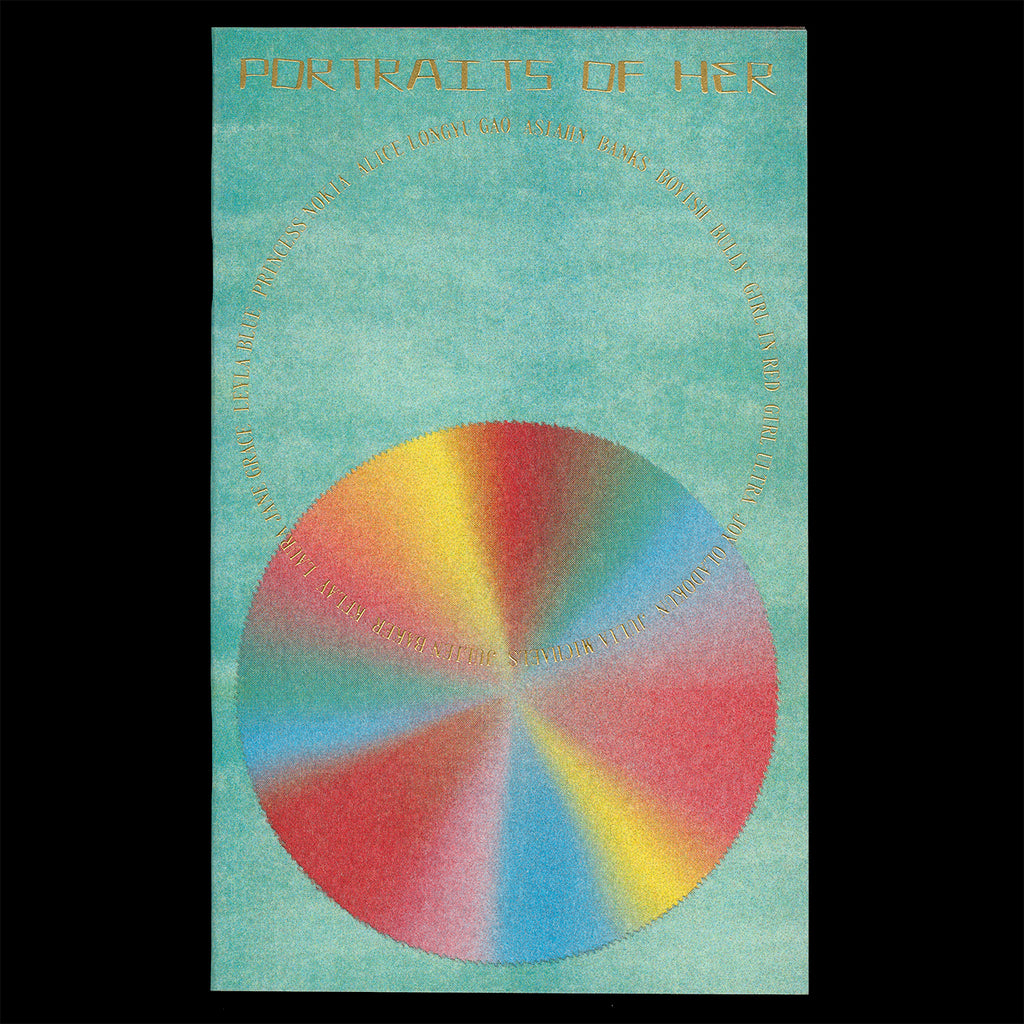 Cover of Portraits of Her Zine showcasing a color wheel and foil stamped text details