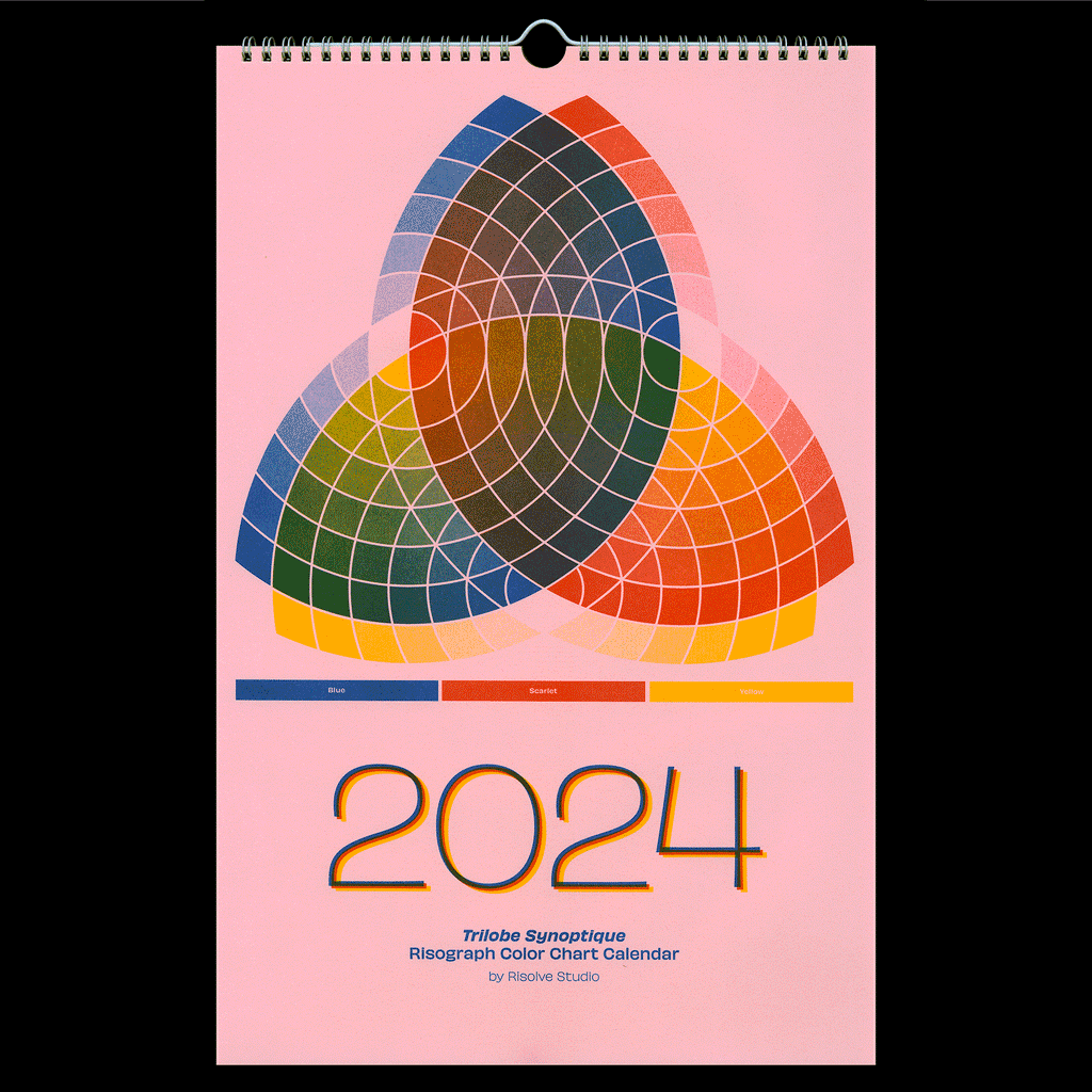 Animated gif showing 3 different paper colors for Risolve 2024 calendar